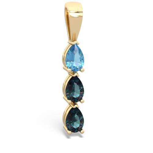 blue topaz-alexandrite three stone pendant