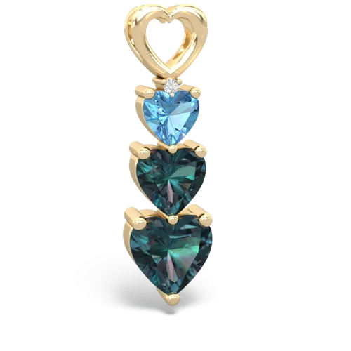 Blue Topaz Genuine Swiss Blue Topaz with Lab Created Alexandrite and Genuine Fire Opal Past Present Future pendant Pendant