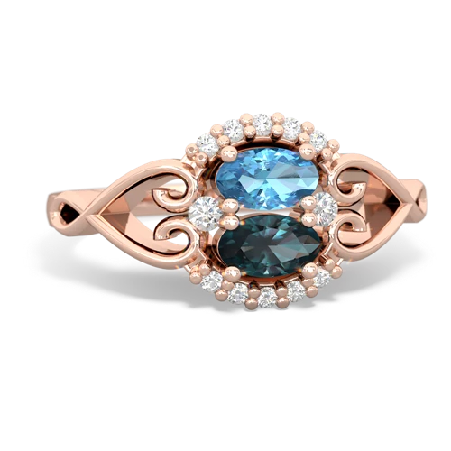 blue topaz-alexandrite antique keepsake ring