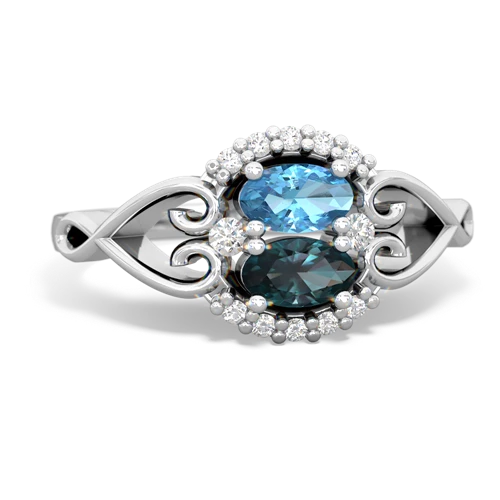 blue topaz-alexandrite antique keepsake ring