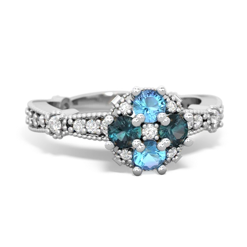 blue topaz-alexandrite art deco engagement ring