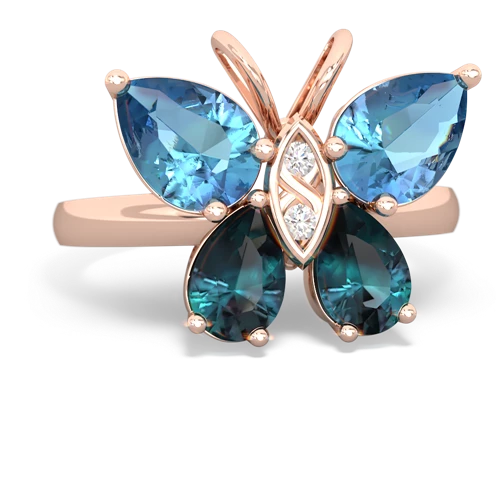 blue topaz-alexandrite butterfly ring