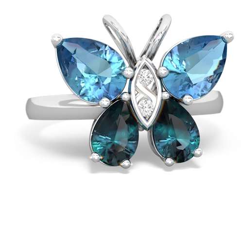 blue topaz-alexandrite butterfly ring