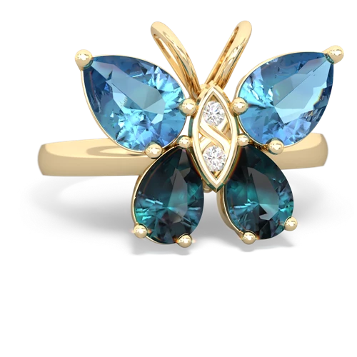 blue topaz-alexandrite butterfly ring
