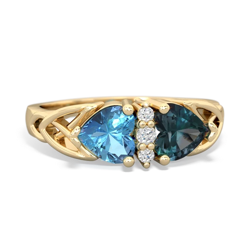 Blue Topaz Genuine Swiss Blue Topaz with Lab Created Alexandrite Celtic Trinity Knot ring Ring