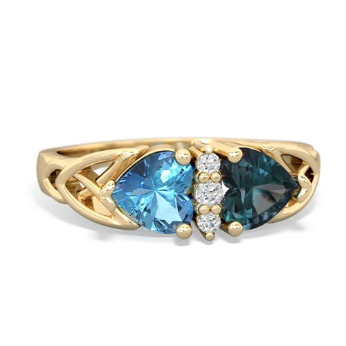 blue topaz-alexandrite celtic ring