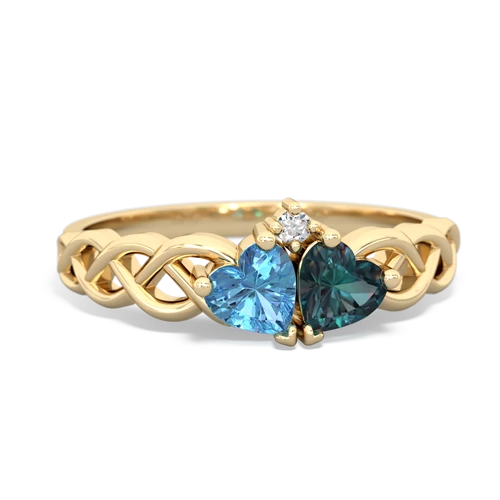 blue topaz-alexandrite celtic braid ring