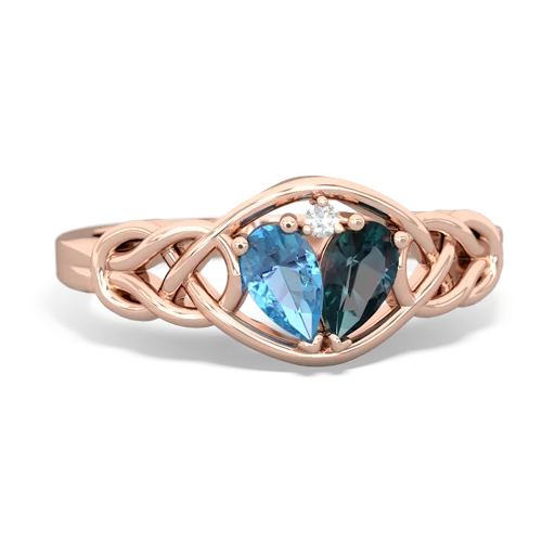 Blue Topaz Genuine Swiss Blue Topaz with Lab Created Alexandrite Celtic Love Knot ring Ring