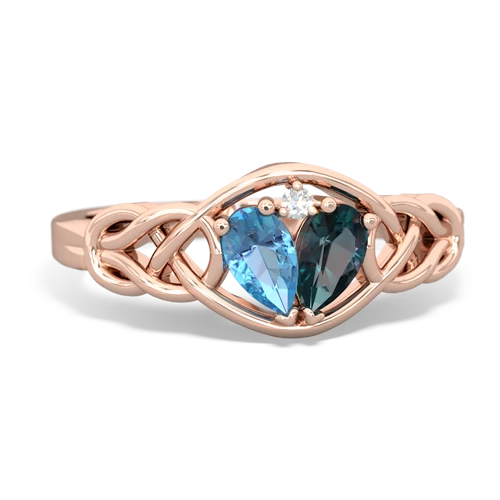 blue topaz-alexandrite celtic knot ring