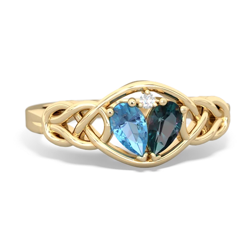 blue topaz-alexandrite celtic knot ring