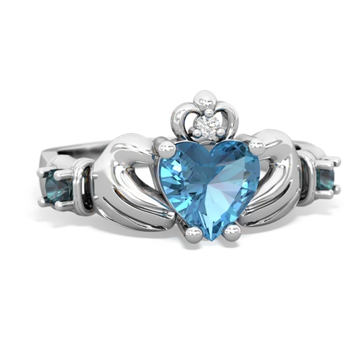 Blue Topaz Genuine Swiss Blue Topaz with Lab Created Alexandrite and  Claddagh ring Ring