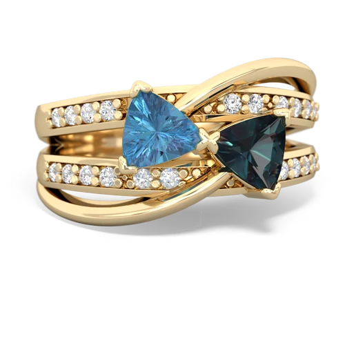 Blue Topaz Genuine Swiss Blue Topaz with Lab Created Alexandrite Bowtie ring Ring