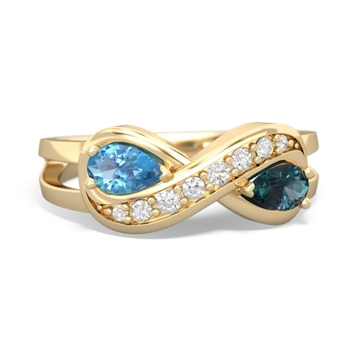 Blue Topaz Genuine Swiss Blue Topaz with Lab Created Alexandrite Diamond Infinity ring Ring
