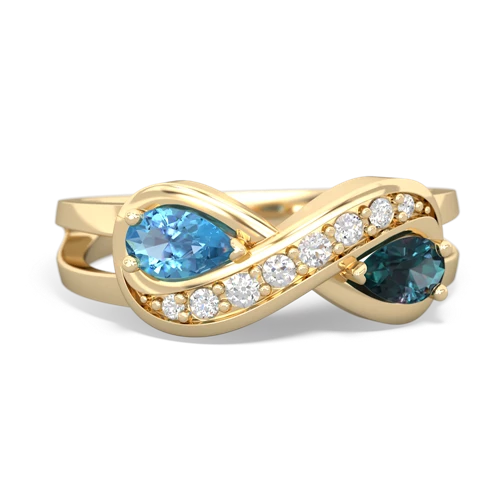 blue topaz-alexandrite diamond infinity ring