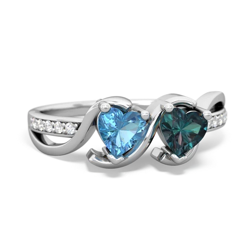 Blue Topaz Genuine Swiss Blue Topaz with Lab Created Alexandrite Side by Side ring Ring
