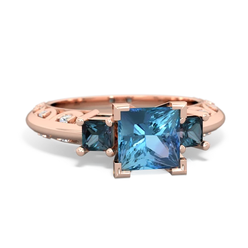 Blue Topaz Genuine Swiss Blue Topaz with Lab Created Alexandrite and  Art Deco ring Ring