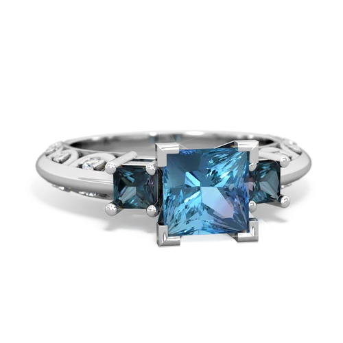 Blue Topaz Genuine Swiss Blue Topaz with Lab Created Alexandrite and Genuine Fire Opal Art Deco ring Ring