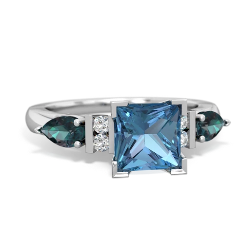 Blue Topaz Genuine Swiss Blue Topaz with Lab Created Alexandrite and  Engagement ring Ring