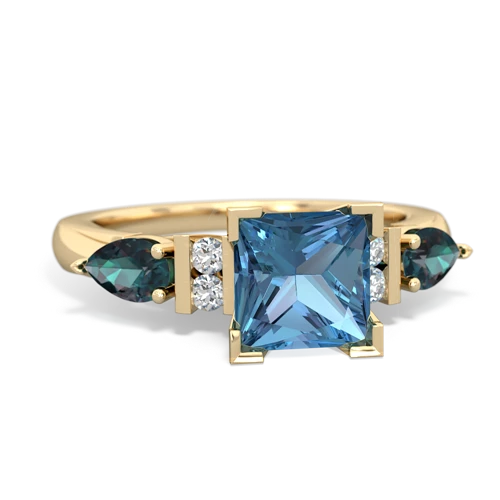 Blue Topaz Genuine Swiss Blue Topaz with Lab Created Alexandrite and Lab Created Alexandrite Engagement ring Ring