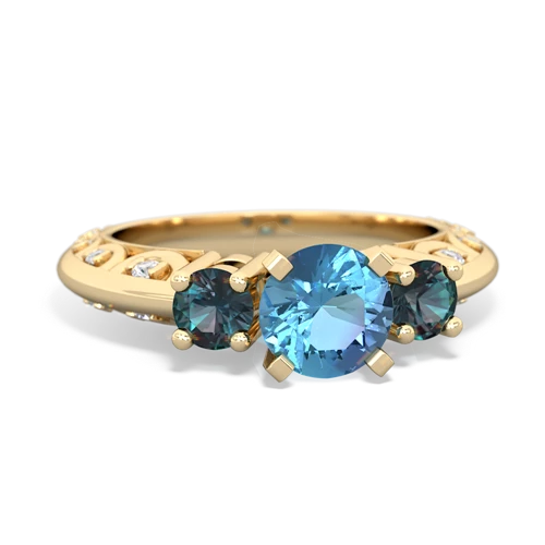 Blue Topaz Genuine Swiss Blue Topaz with Lab Created Alexandrite Art Deco ring Ring