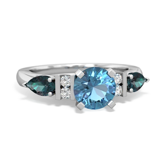 Blue Topaz Genuine Swiss Blue Topaz with Lab Created Alexandrite and  Engagement ring Ring