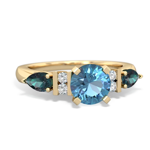 Blue Topaz Genuine Swiss Blue Topaz with Lab Created Alexandrite and Genuine Citrine Engagement ring Ring