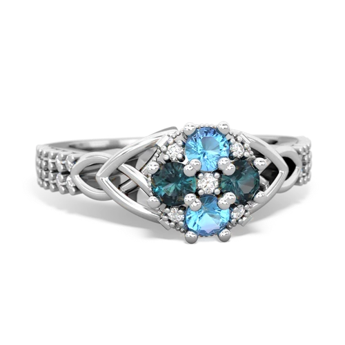 Blue Topaz Genuine Swiss Blue Topaz with Lab Created Alexandrite Celtic Knot Engagement ring Ring