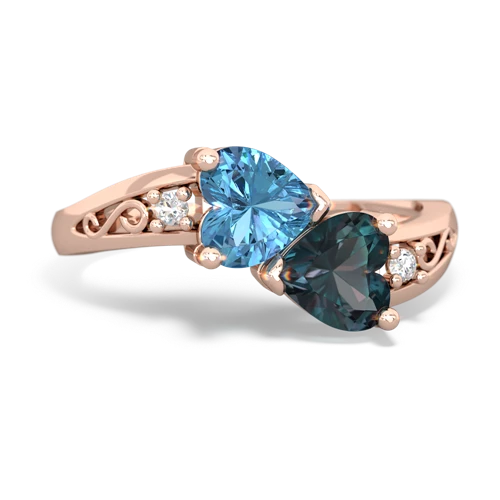 blue topaz-alexandrite filligree ring