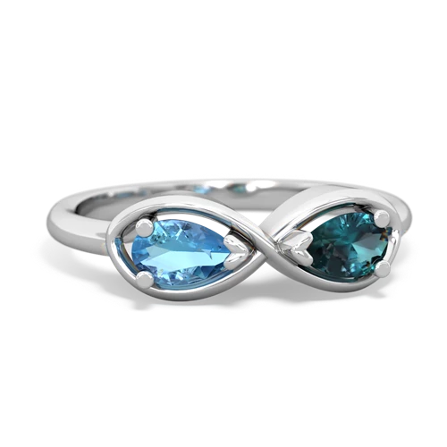 Blue Topaz Genuine Swiss Blue Topaz with Lab Created Alexandrite Infinity ring Ring