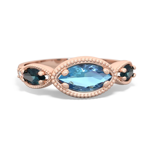 blue topaz-alexandrite milgrain marquise ring