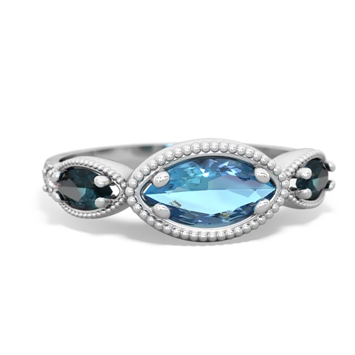 blue topaz-alexandrite milgrain marquise ring