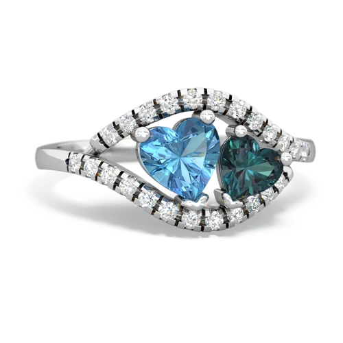 Blue Topaz Genuine Swiss Blue Topaz with Lab Created Alexandrite Mother and Child ring Ring