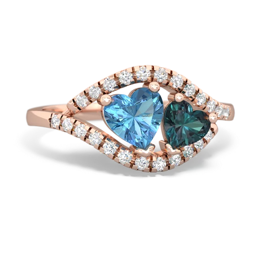 blue topaz-alexandrite mother child ring