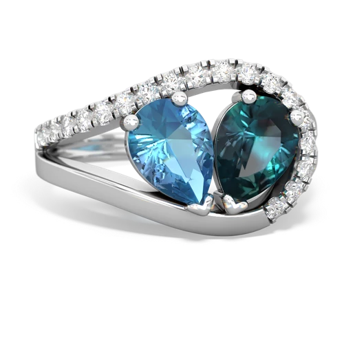 Blue Topaz Genuine Swiss Blue Topaz with Lab Created Alexandrite Nestled Heart Keepsake ring Ring