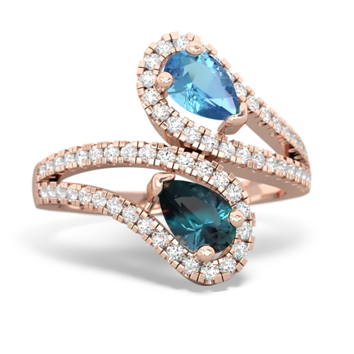 Blue Topaz Genuine Swiss Blue Topaz with Lab Created Alexandrite Diamond Dazzler ring Ring
