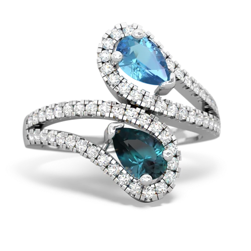 blue topaz-alexandrite pave swirls ring