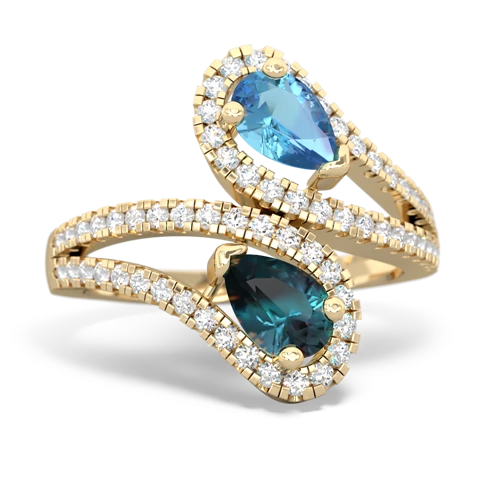 blue topaz-alexandrite pave swirls ring