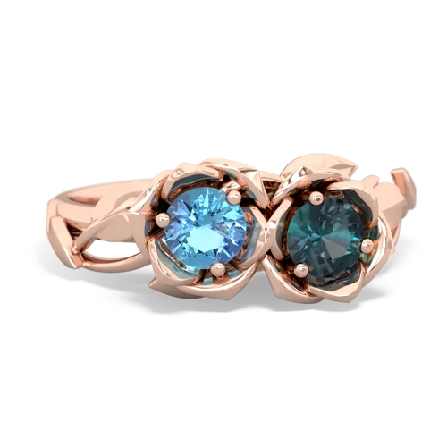 Blue Topaz Genuine Swiss Blue Topaz with Lab Created Alexandrite Rose Garden ring Ring