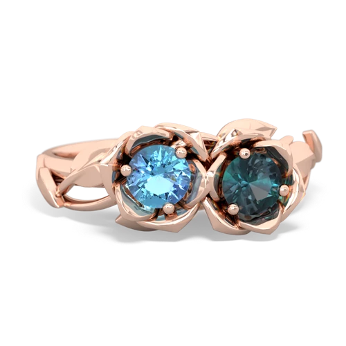 blue topaz-alexandrite roses ring