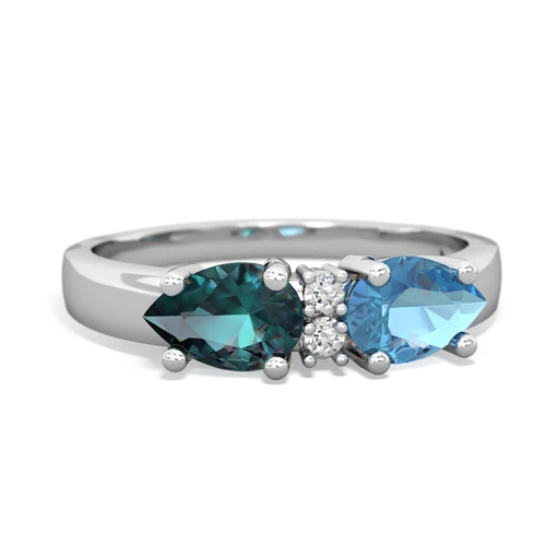 Blue Topaz Genuine Swiss Blue Topaz with Lab Created Alexandrite Pear Bowtie ring Ring