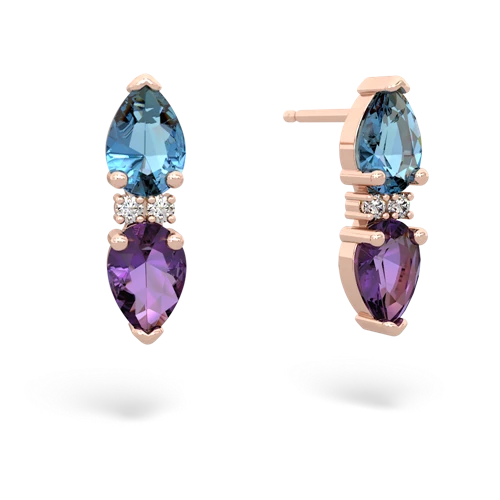 blue topaz-amethyst bowtie earrings