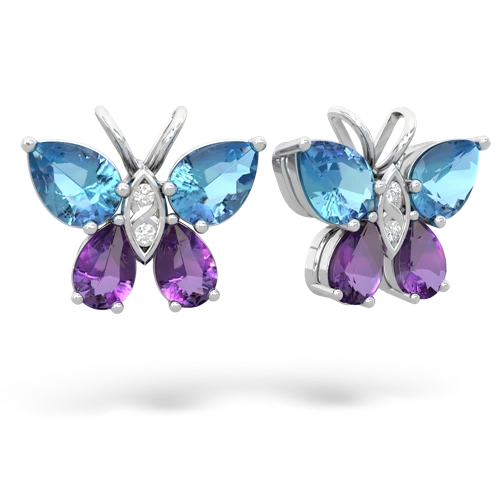 blue topaz-amethyst butterfly earrings