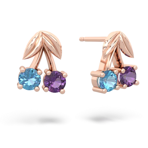 blue topaz-amethyst cherries earrings