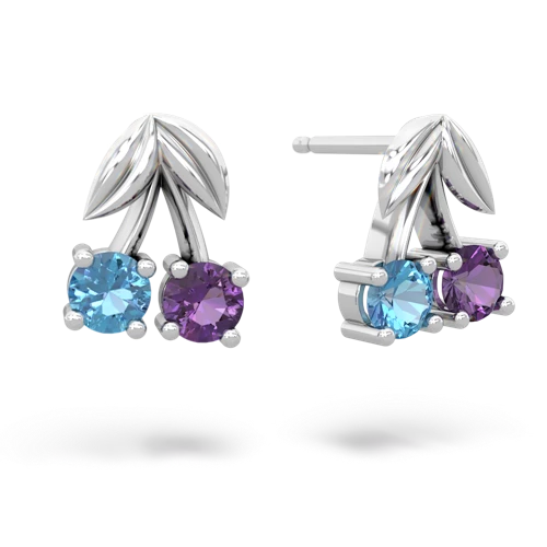 blue topaz-amethyst cherries earrings