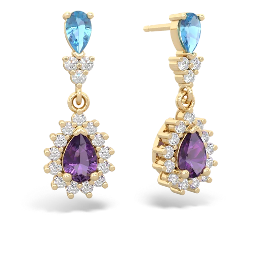 blue topaz-amethyst dangle earrings