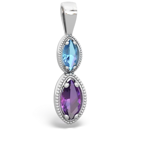 blue topaz-amethyst antique milgrain pendant