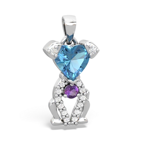 blue topaz-amethyst birthstone puppy pendant