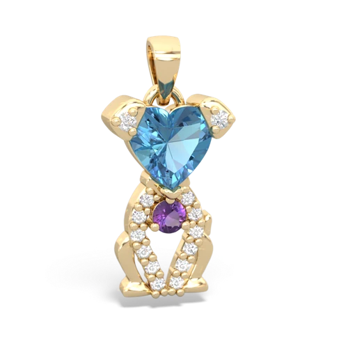 blue topaz-amethyst birthstone puppy pendant