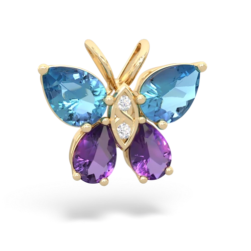 blue topaz-amethyst butterfly pendant