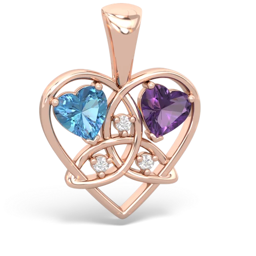 blue topaz-amethyst celtic heart pendant